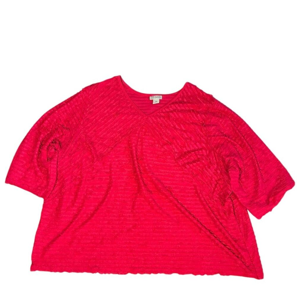 Catherines Plus Size 3X Red Pink Ribbed Blouse Women's‎ Casual Fall Top